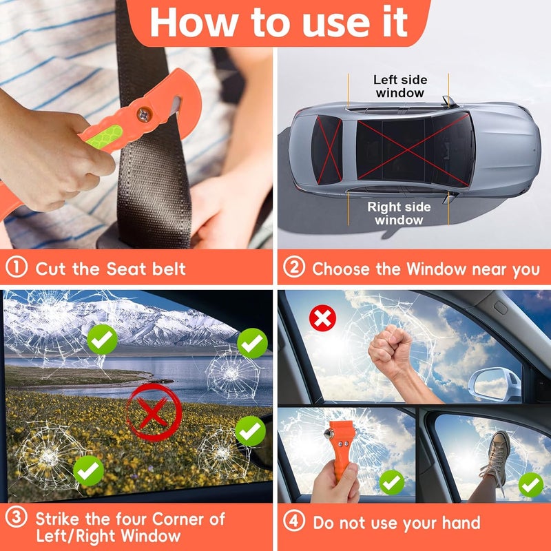 Yiader Store Window Breaker Seatbelt Cutter, 2-in-1 Emergency Escape Tool with Seatbelt Cutter, Car Glass Breaker for Family Rescue and Traffic Accident Emergency Escape - Image 4